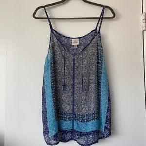 Sheer Patterned Tank with Tassles